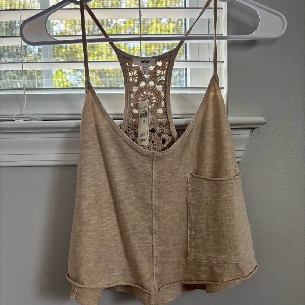 Aerie Tan Camisole with Lace Back